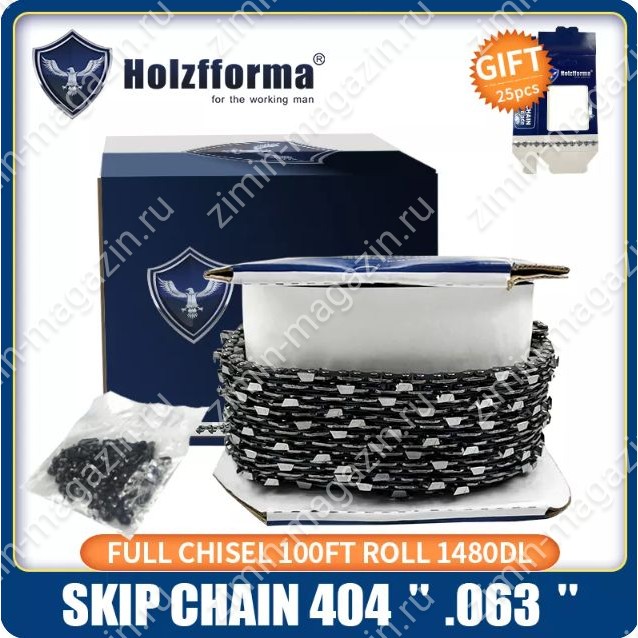 Бухта цепи Holzfforma 0.404", 1.6 мм, 30,48 м, с пропущенным зубом (ST)